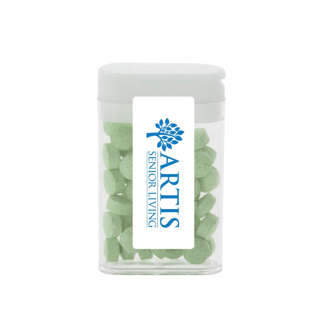 1 1/2" x 2 1/2" Rectangular Flip-Top Mint Dispenser